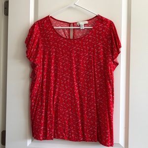 Forever 21+ Flutter Sleeve Ditsy Floral Top